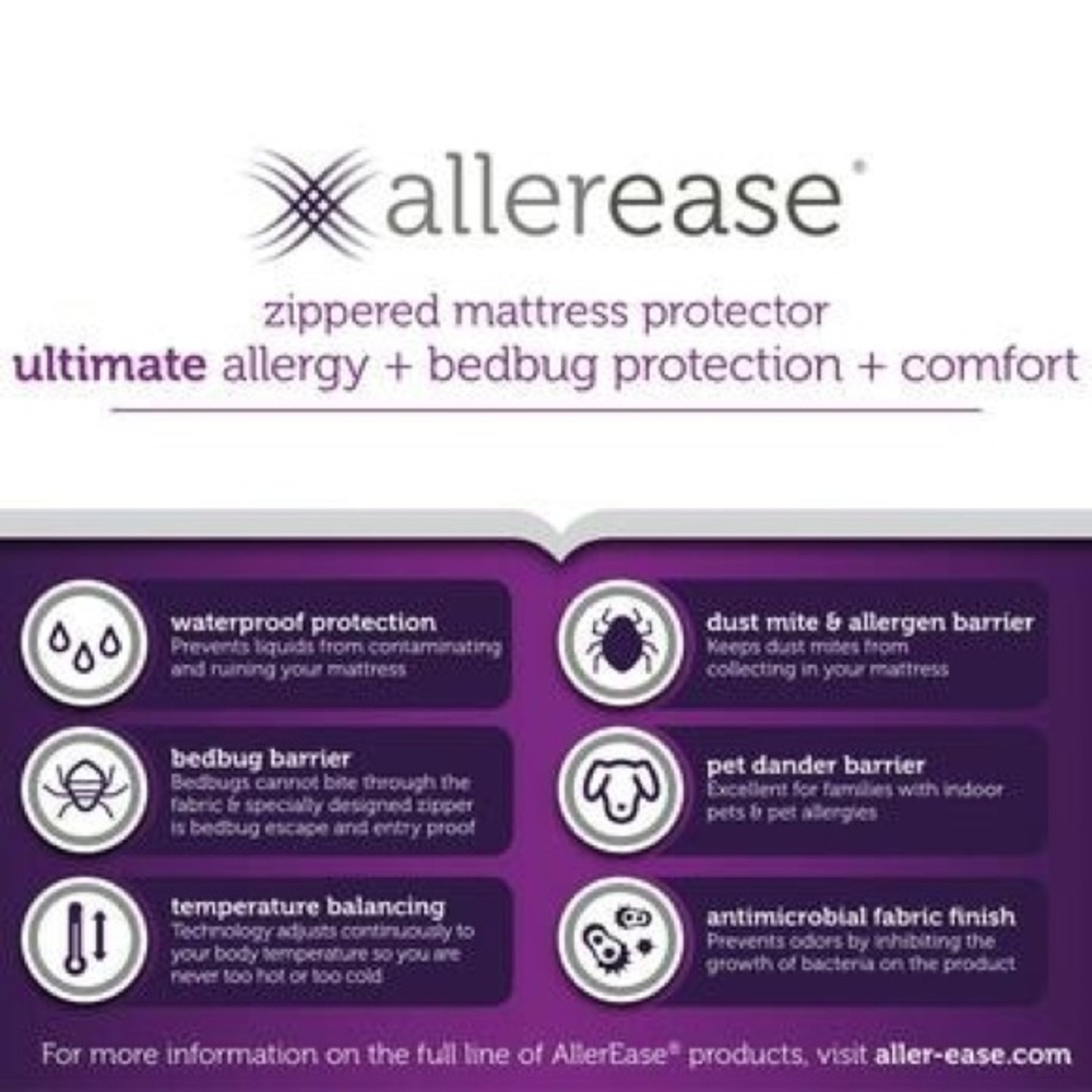 Allerease Allergy & Bedbug Protection Zippered Mattress Protector Full Size - Picture 12 of 12